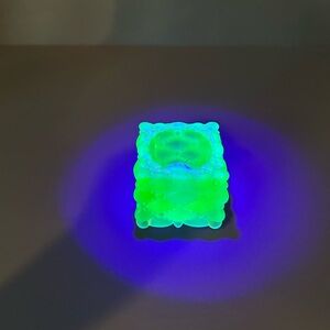 Vintage Glowing Uranium Green Cubic Candle Holder